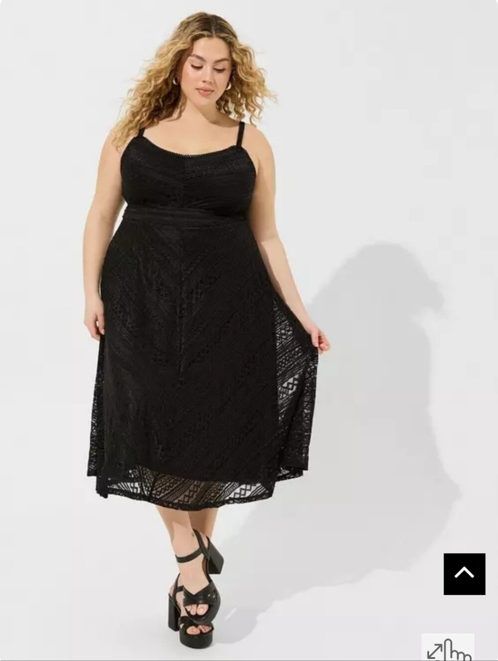 torrid Black Lace Midi Sundress with Adjustable Spaghetti Straps 3x